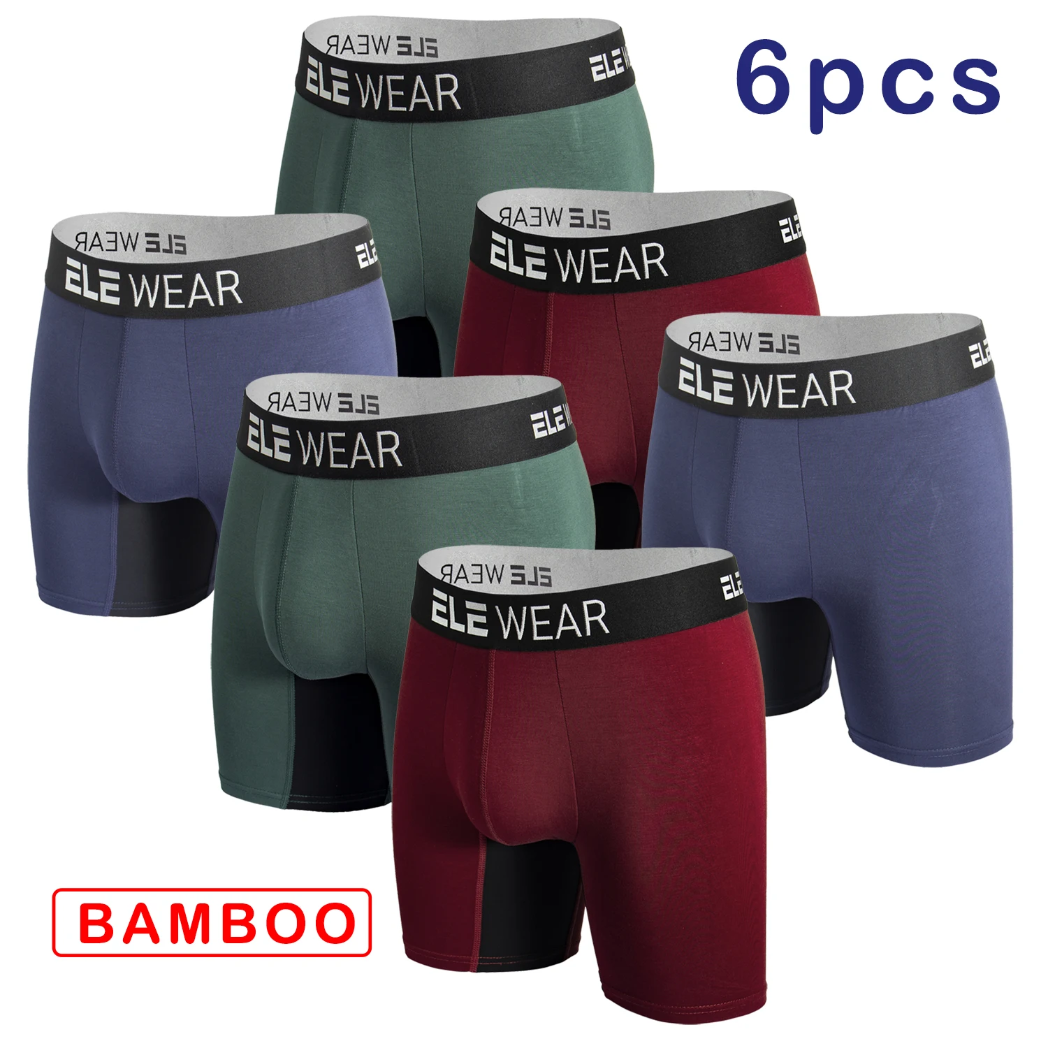 Bamboo Fiber Trunk - 6 peças de cuecas masculinas de